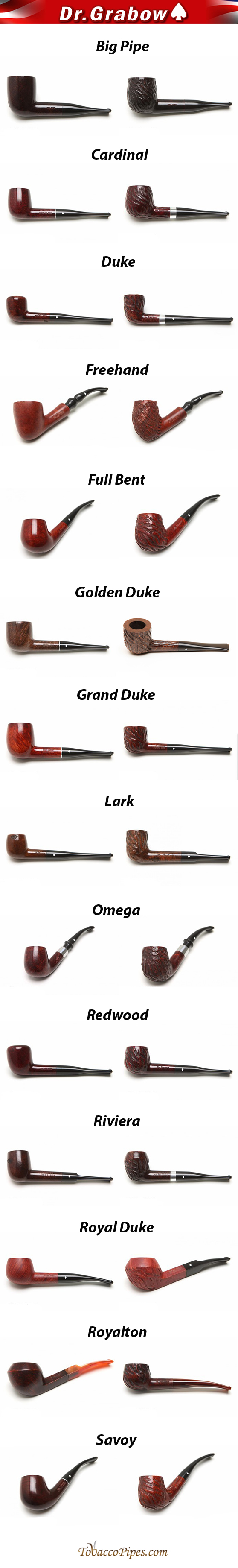 Dr. Grabow Models and Finishes - #1 US Manufactured Selling Pipes