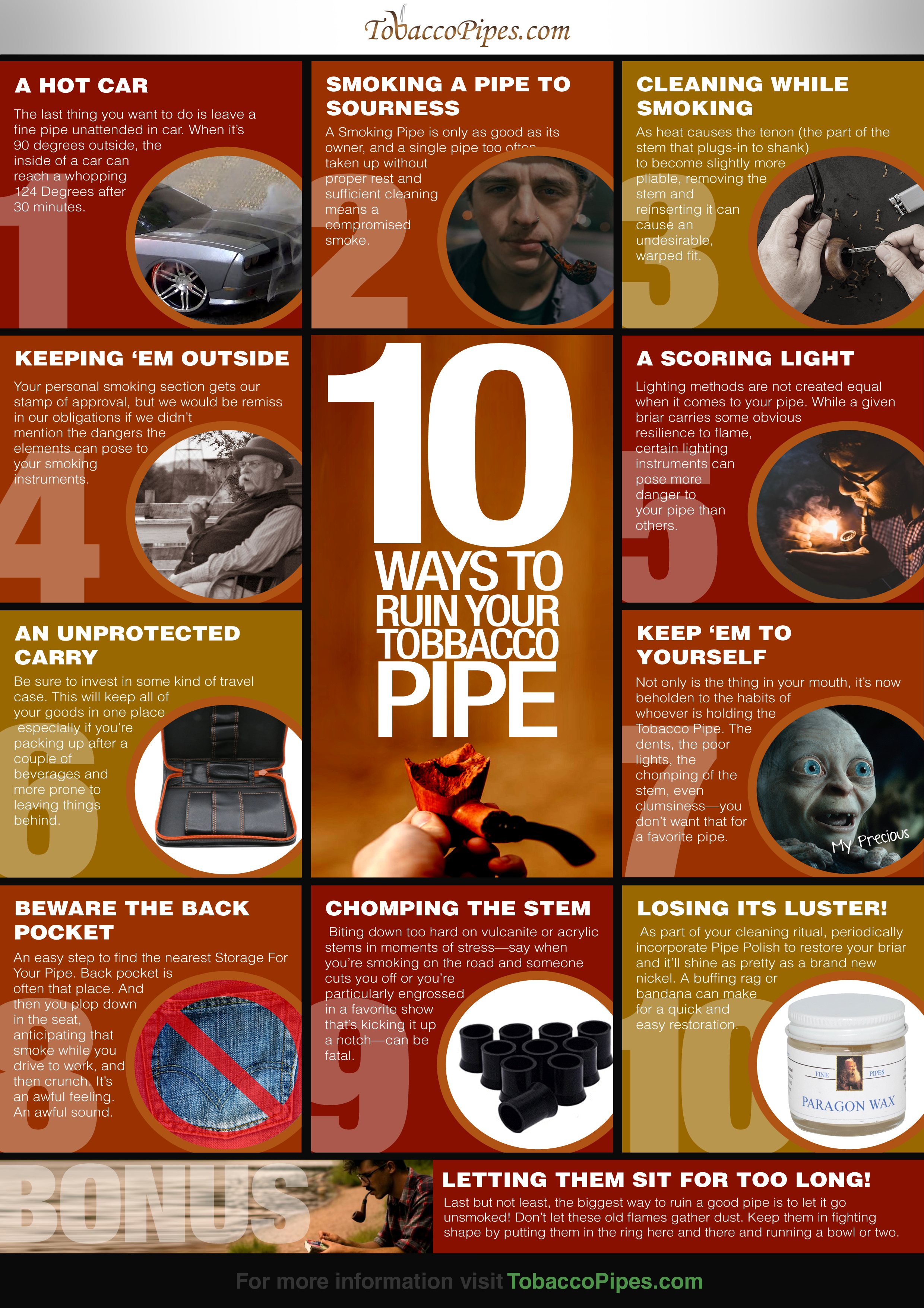 10 Ways to Ruin Your Tobacco Pipes Infograph
