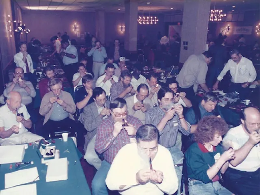 Lighting up for the pipe smoking competition (1988)