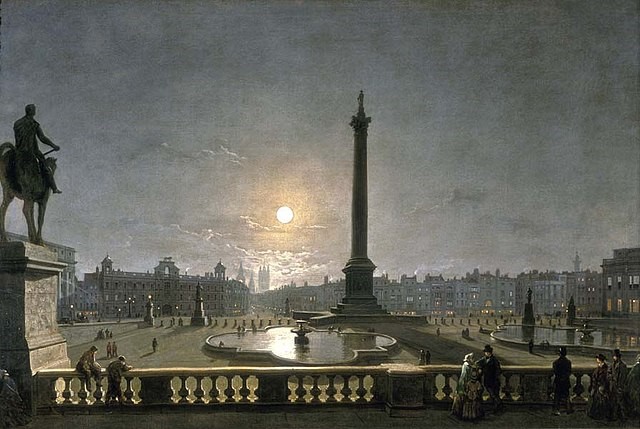 Henry Pether's Trafalgar Square by Moonlight c. 1865