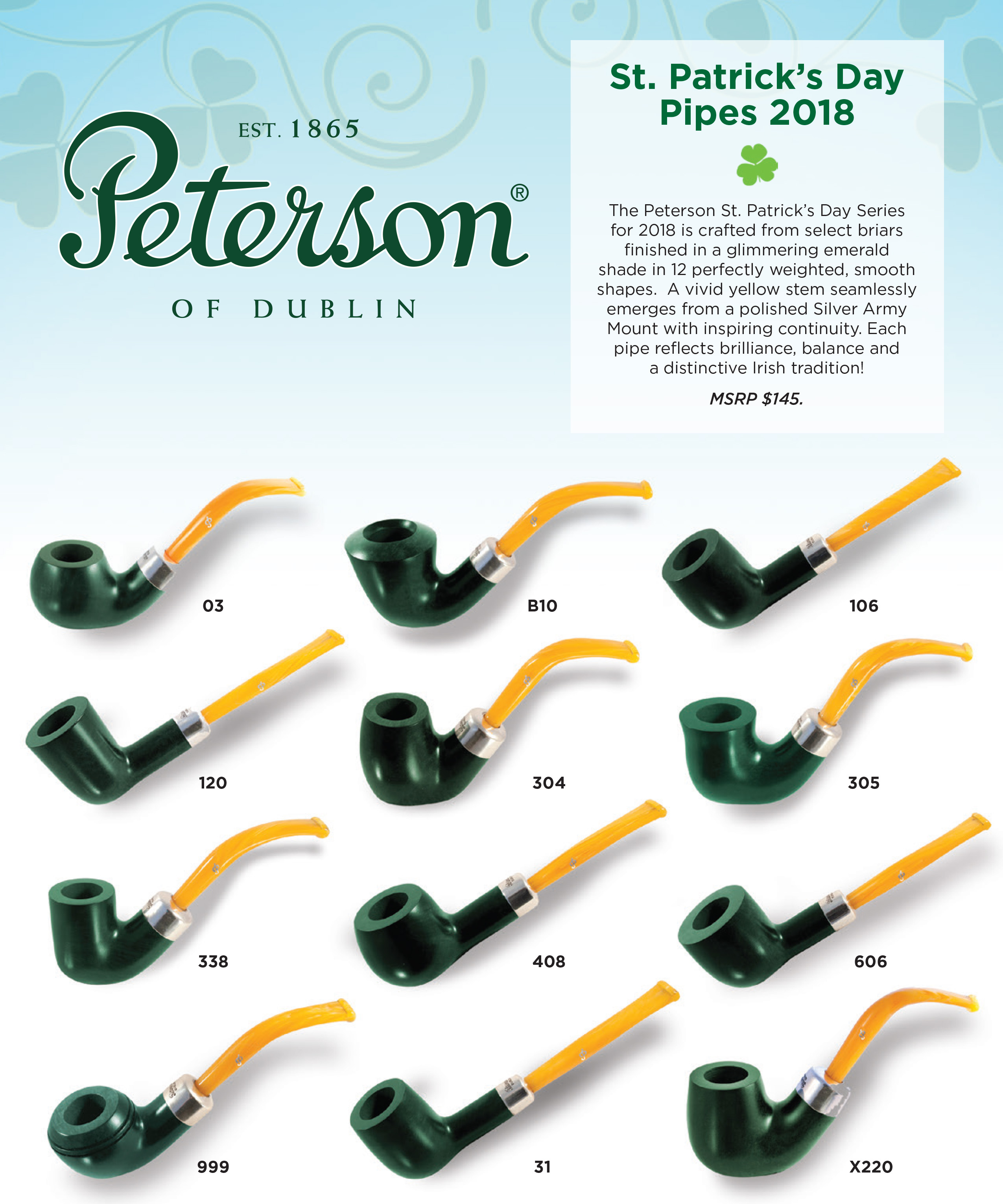 Peterson St. Patrick's Day 2018 Tobacco Pipes