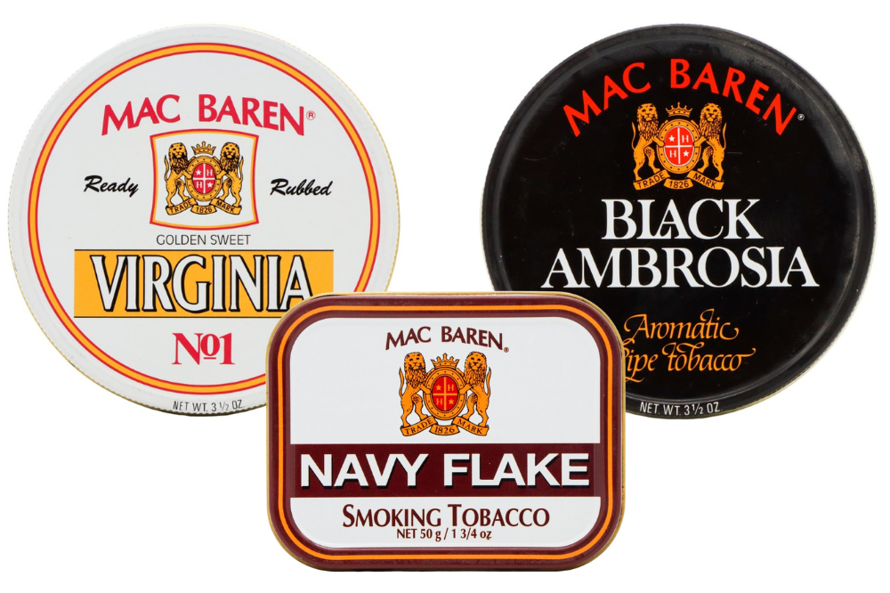 Mac Baren Virginia No. 1, Black Ambrosia, and Navy Flake - Vintage Tins